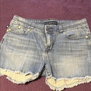 Rock & Republic Blue Frayed Hem Shorts